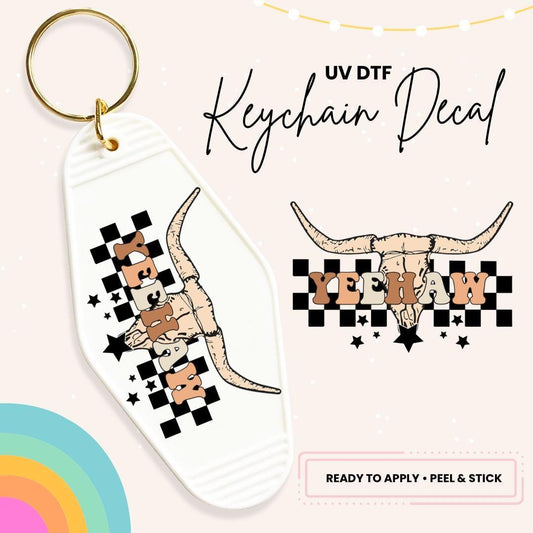 UV DTF Sticker For Retro Motel Keychain- Ready To Apply- No Heat Needed - Ready to Ship!