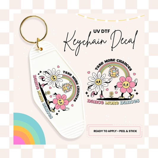 UV DTF Sticker For Retro Motel Keychain- Ready To Apply- No Heat Needed - Ready to Ship!