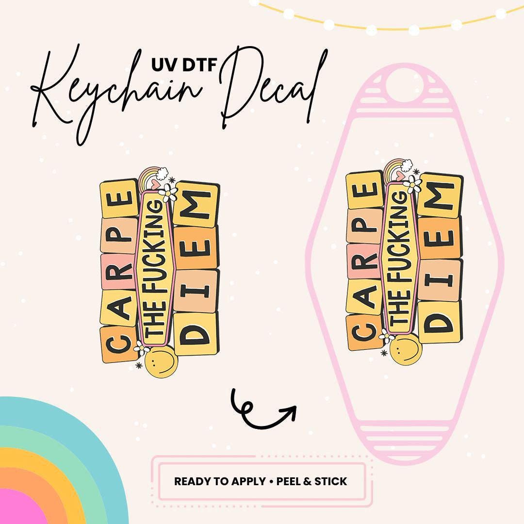 UV DTF Sticker For Retro Motel Keychain- Ready To Apply- No Heat Needed - Ready to Ship!