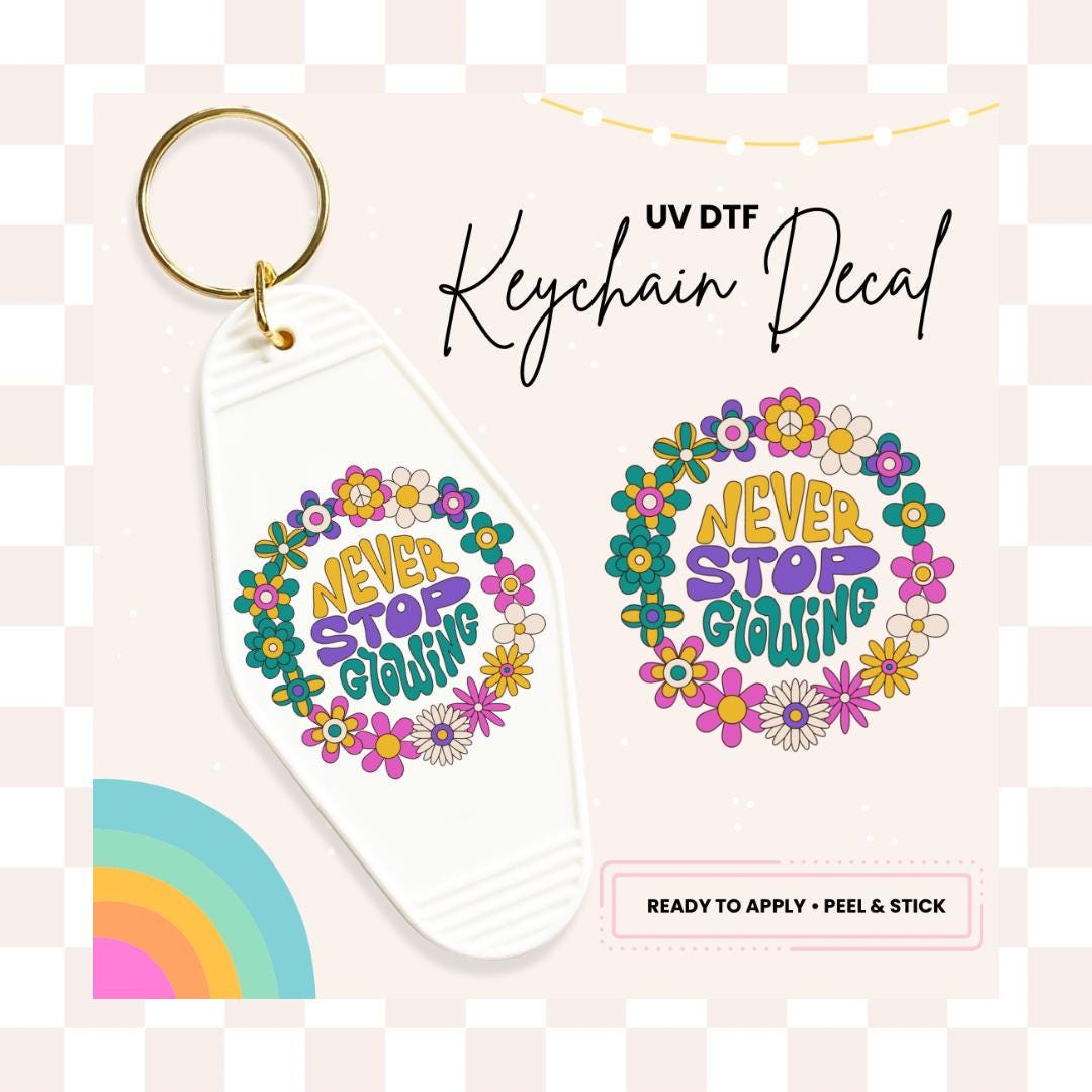 UV DTF Sticker For Retro Motel Keychain- Ready To Apply- No Heat Needed - Ready to Ship!