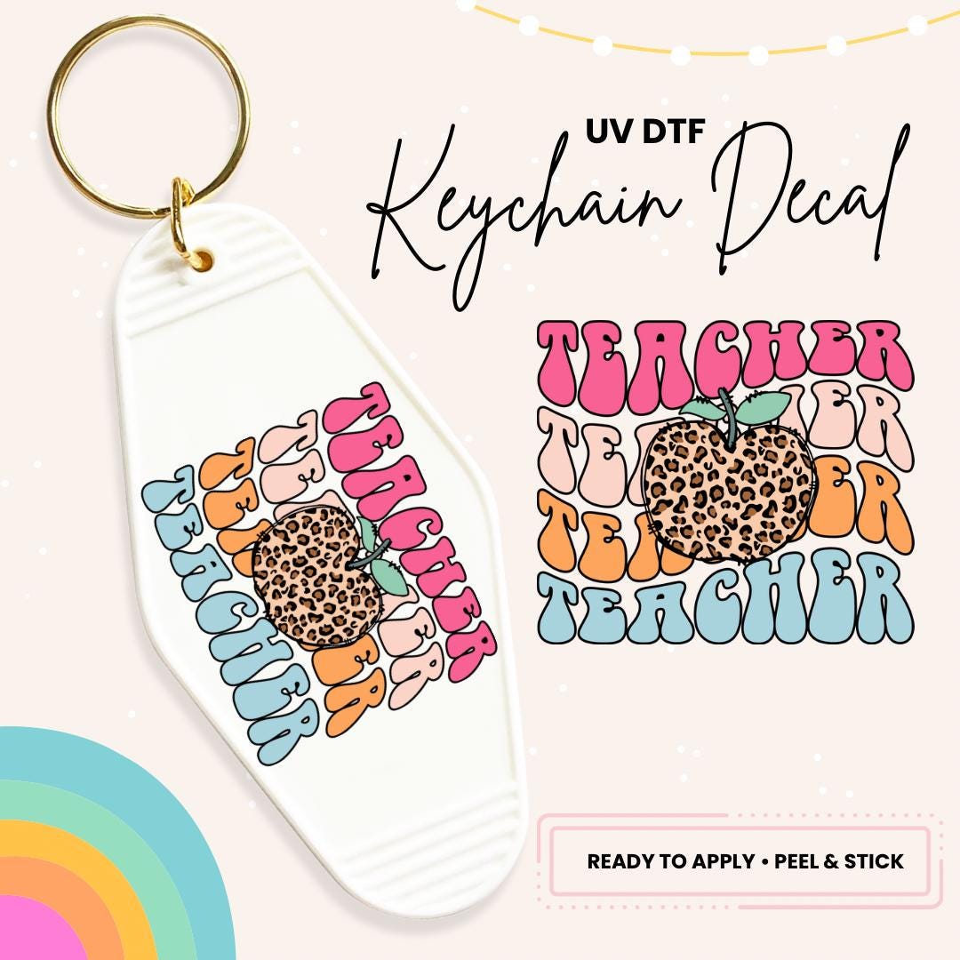 UV DTF Sticker For Retro Motel Keychain- Ready To Apply- No Heat Needed - Ready to Ship!