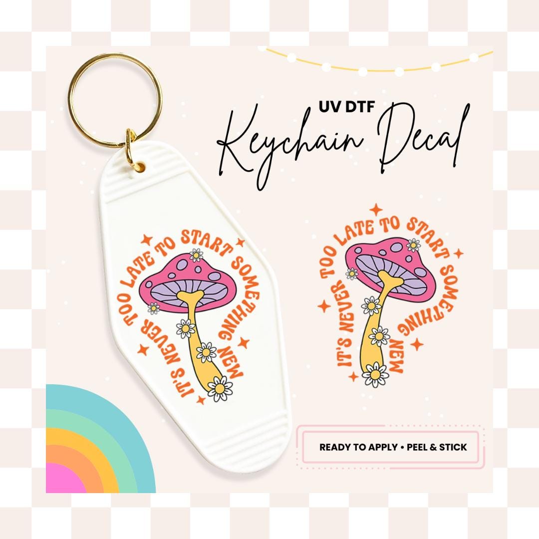 UV DTF Sticker For Retro Motel Keychain- Ready To Apply- No Heat Needed - Ready to Ship!