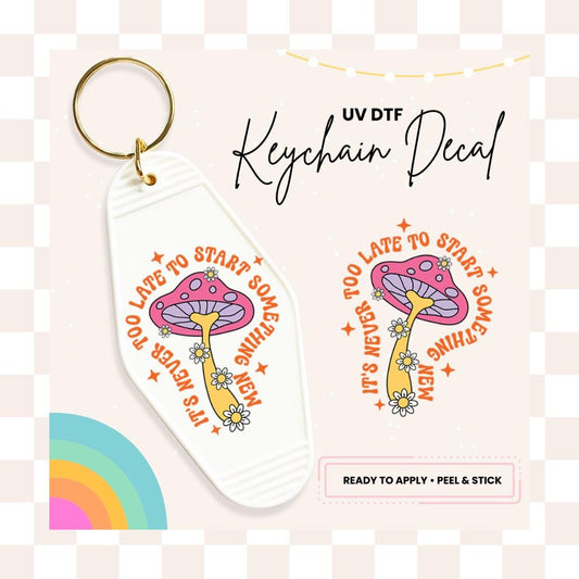 UV DTF Sticker For Retro Motel Keychain- Ready To Apply- No Heat Needed - Ready to Ship!