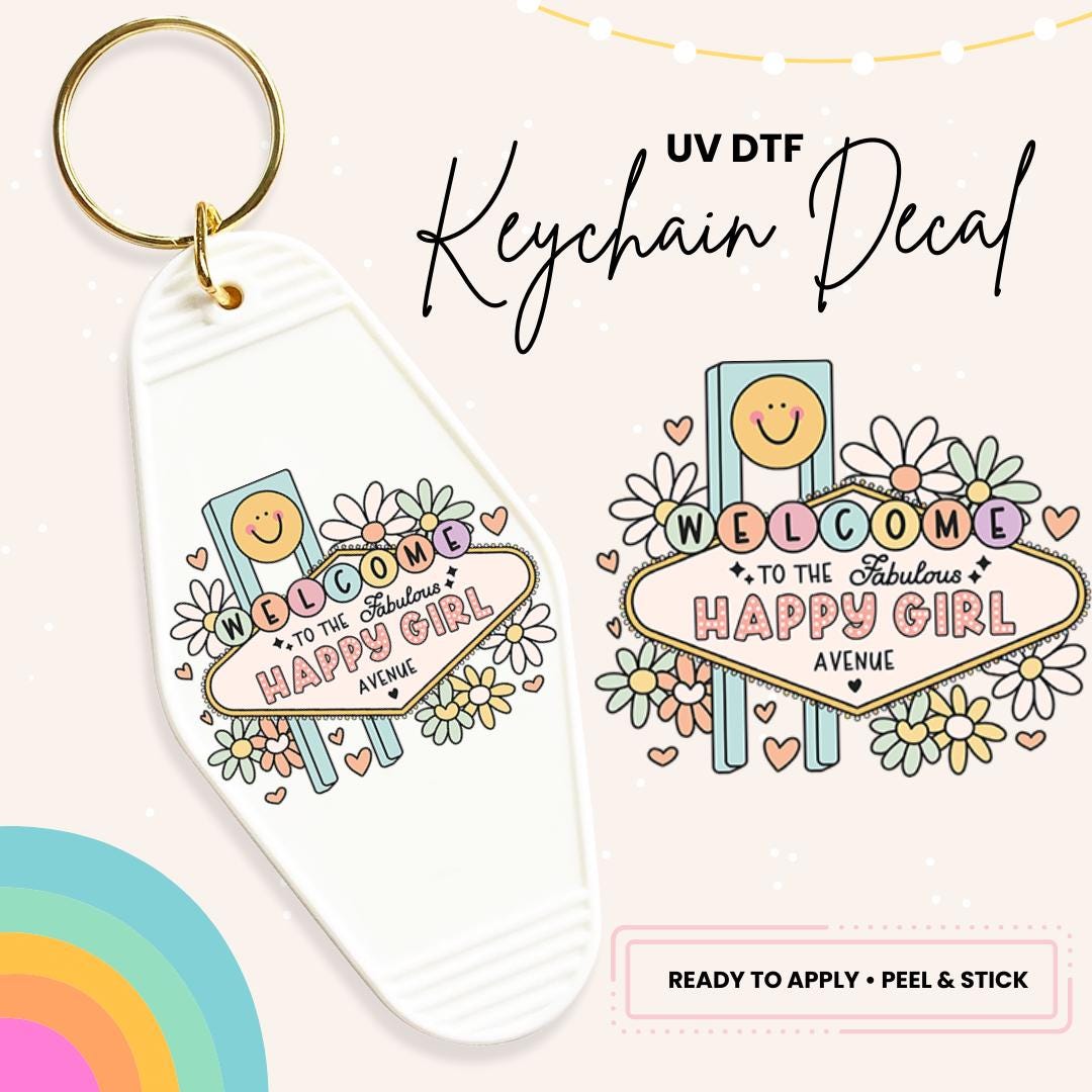 UV DTF Sticker For Retro Motel Keychain- Ready To Apply- No Heat Needed - Ready to Ship!