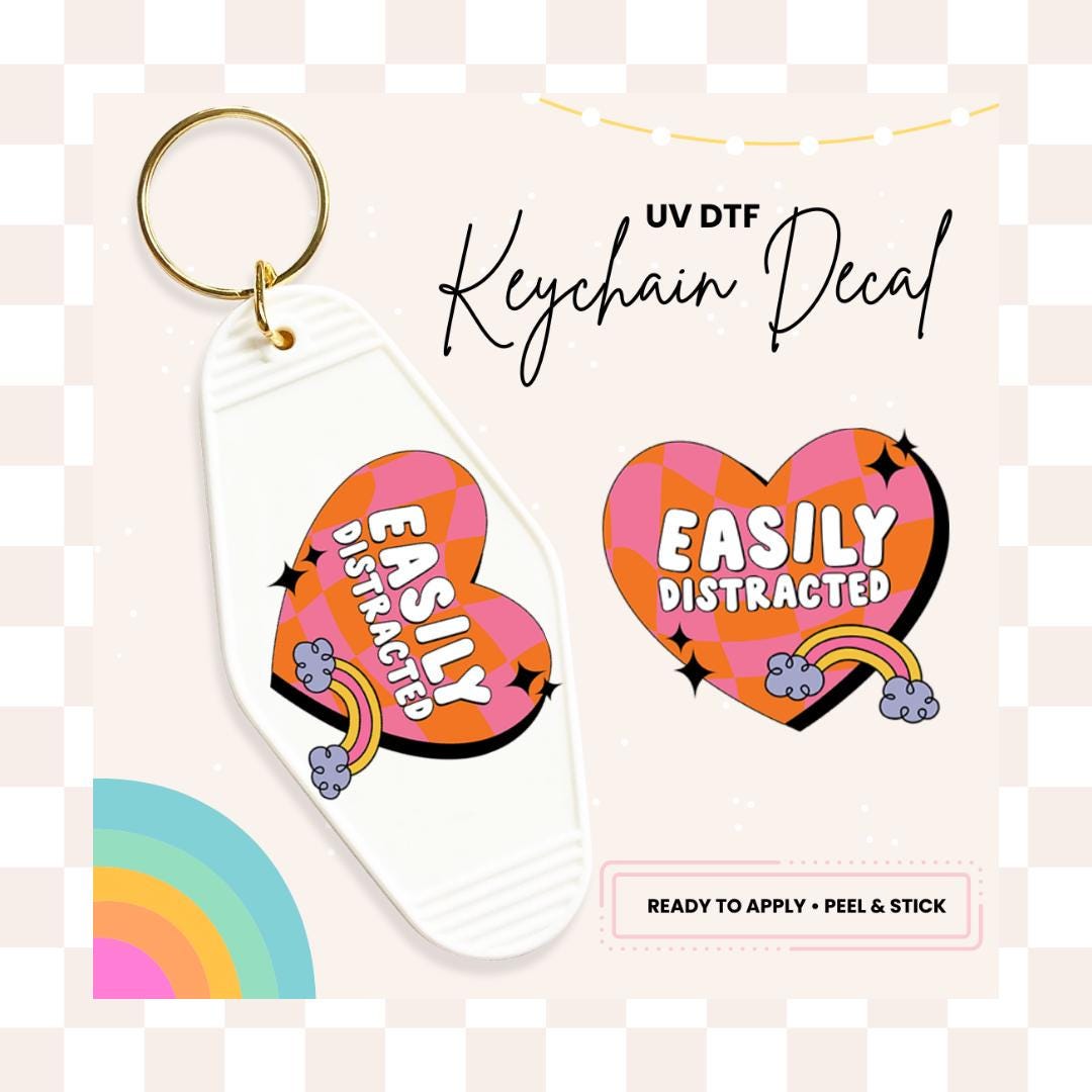 UV DTF Sticker For Retro Motel Keychain- Ready To Apply- No Heat Needed - Ready to Ship!