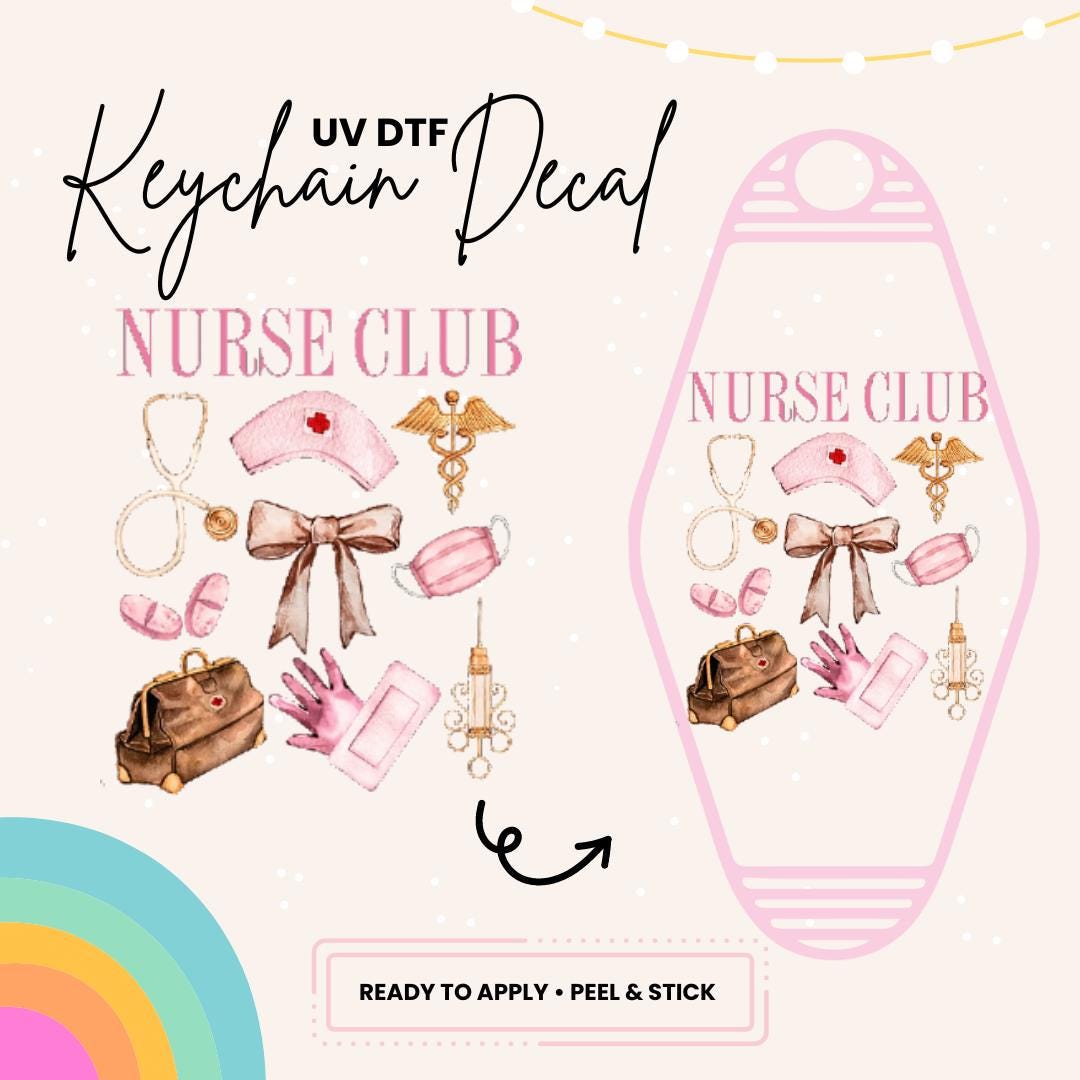 UV DTF Sticker For Retro Motel Keychain- Ready To Apply- No Heat Needed - Ready to Ship!