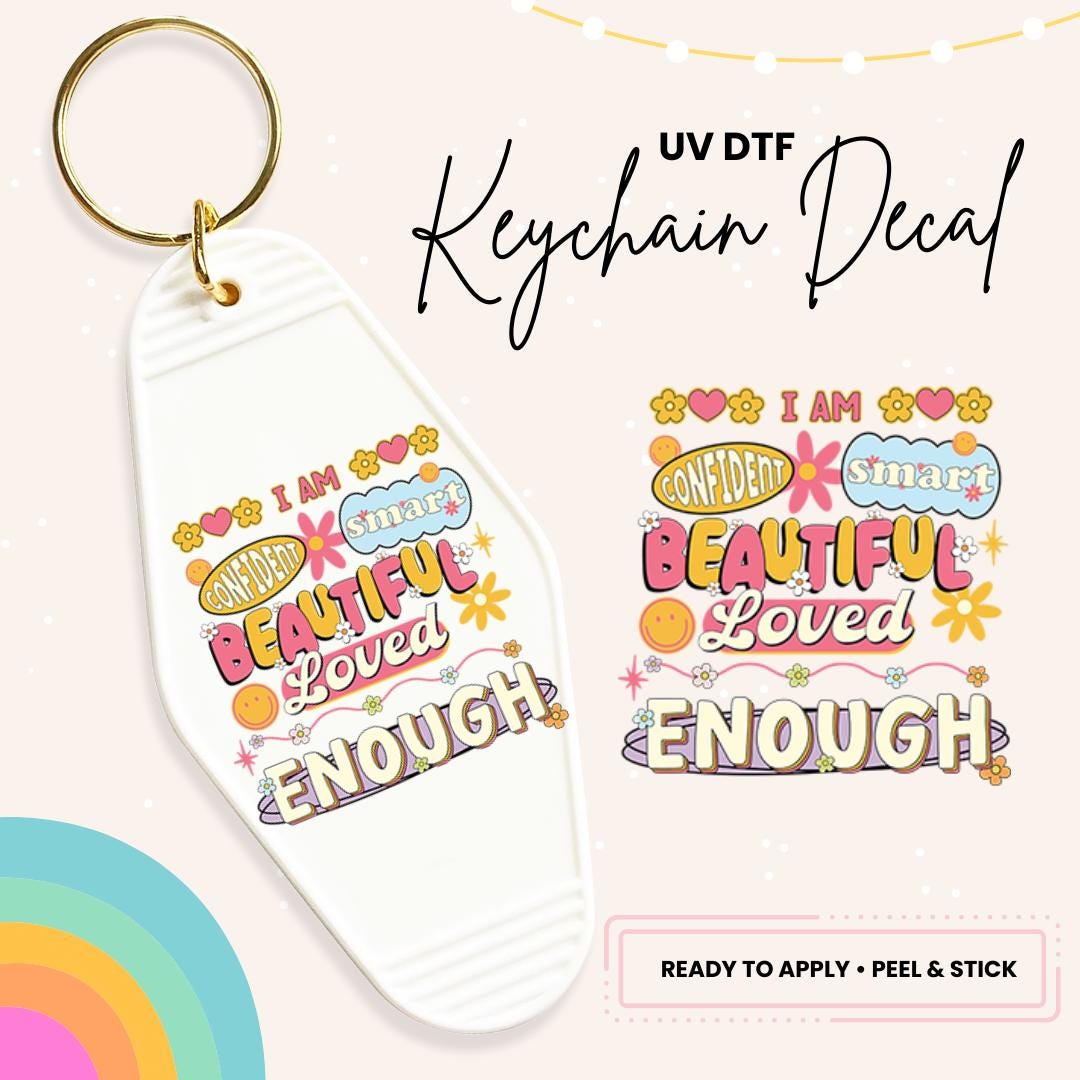 UV DTF Sticker For Retro Motel Keychain- Ready To Apply- No Heat Needed - Ready to Ship!