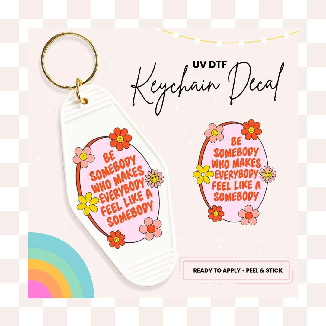 UV DTF Sticker For Retro Motel Keychain- Ready To Apply- No Heat Needed - Ready to Ship!