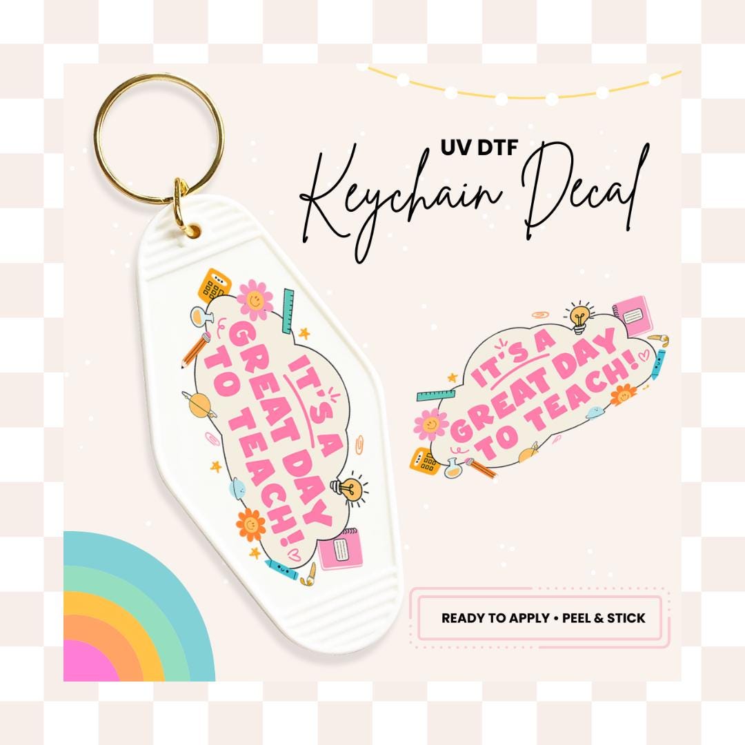 UV DTF Sticker For Retro Motel Keychain- Ready To Apply- No Heat Needed - Ready to Ship!