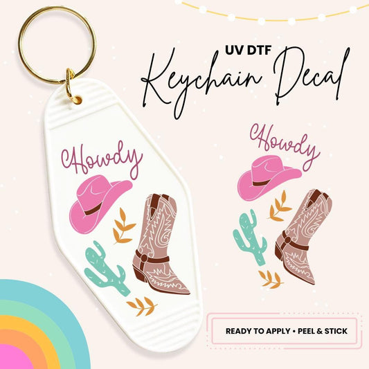 UV DTF Sticker For Retro Motel Keychain- Ready To Apply- No Heat Needed - Ready to Ship!