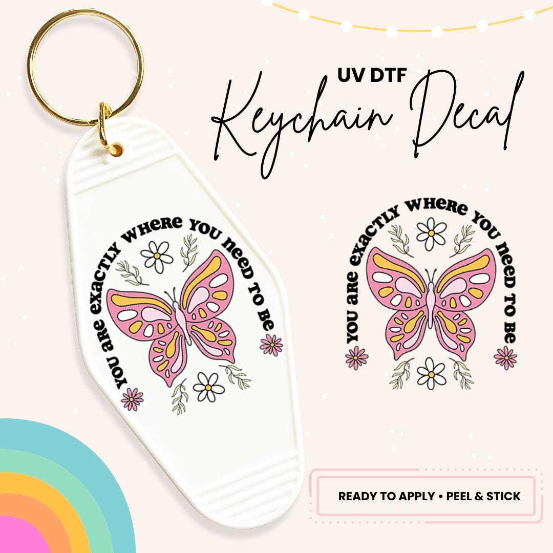 UV DTF Sticker For Retro Motel Keychain- Ready To Apply- No Heat Needed - Ready to Ship!