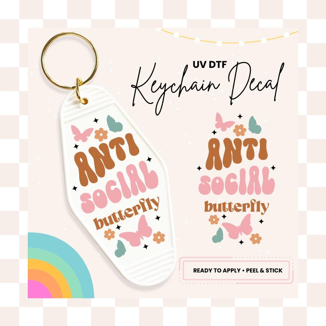 UV DTF Sticker For Retro Motel Keychain- Ready To Apply- No Heat Needed - Ready to Ship!