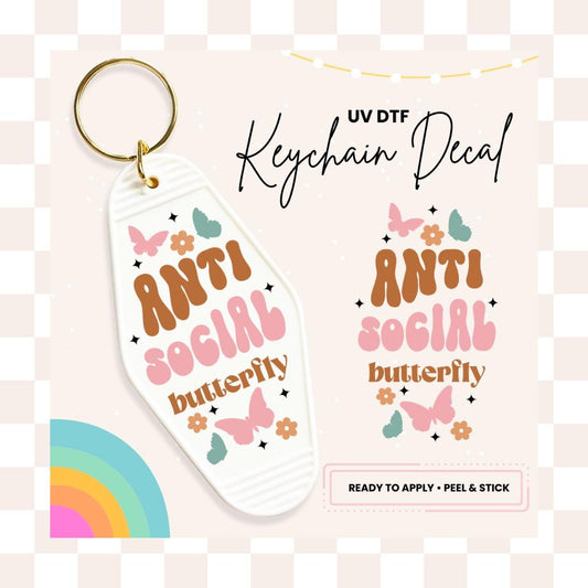 UV DTF Sticker For Retro Motel Keychain- Ready To Apply- No Heat Needed - Ready to Ship!