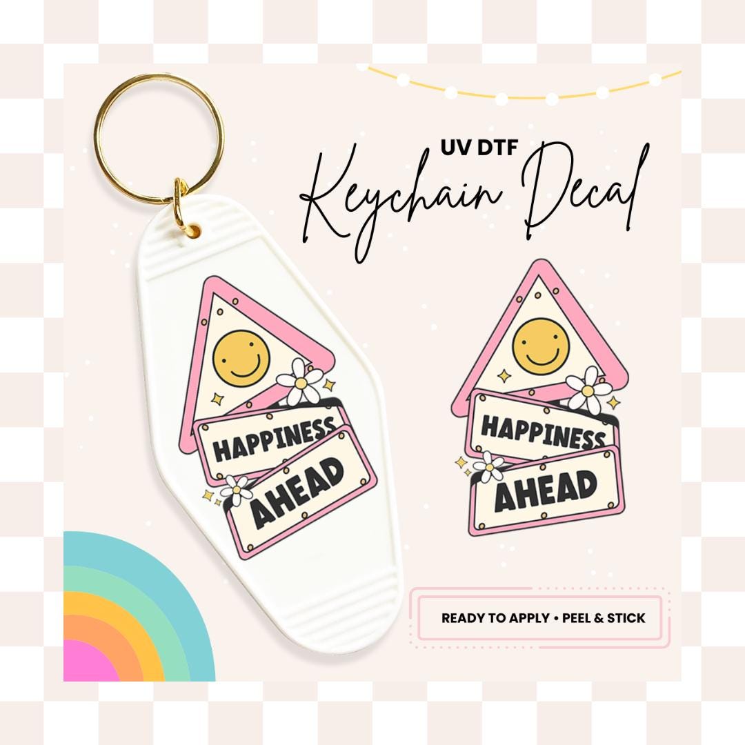 UV DTF Sticker For Retro Motel Keychain- Ready To Apply- No Heat Needed - Ready to Ship!