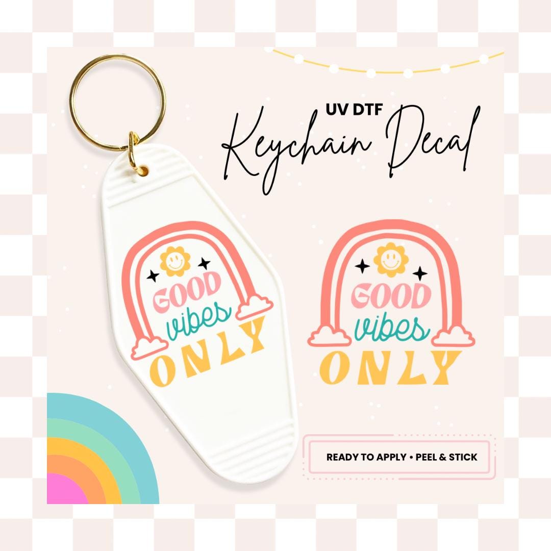 UV DTF Sticker For Retro Motel Keychain- Ready To Apply- No Heat Needed - Ready to Ship!