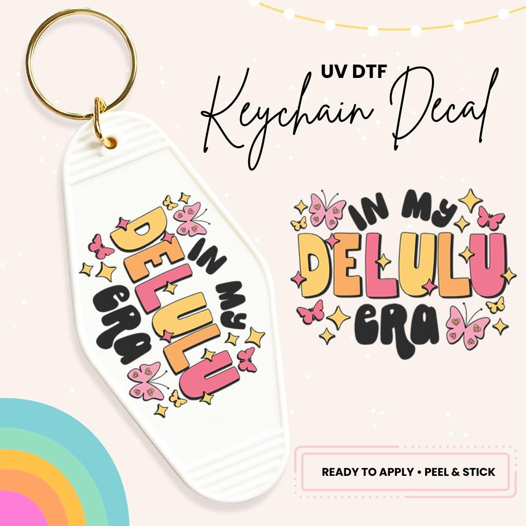 UV DTF Sticker For Retro Motel Keychain- Ready To Apply- No Heat Needed - Ready to Ship!