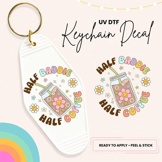 UV DTF Sticker For Retro Motel Keychain- Ready To Apply- No Heat Needed - Ready to Ship!