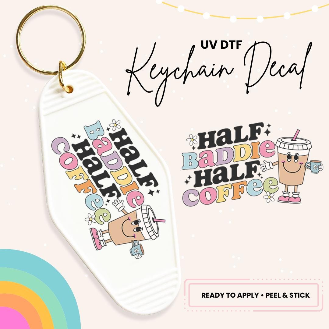 UV DTF Sticker For Retro Motel Keychain- Ready To Apply- No Heat Needed - Ready to Ship!