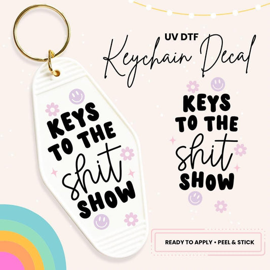 UV DTF Sticker For Retro Motel Keychain- Ready To Apply- No Heat Needed - Ready to Ship!