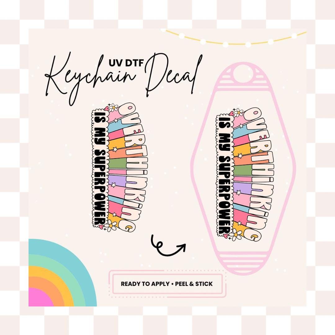 UV DTF Sticker For Retro Motel Keychain- Ready To Apply- No Heat Needed - Ready to Ship!