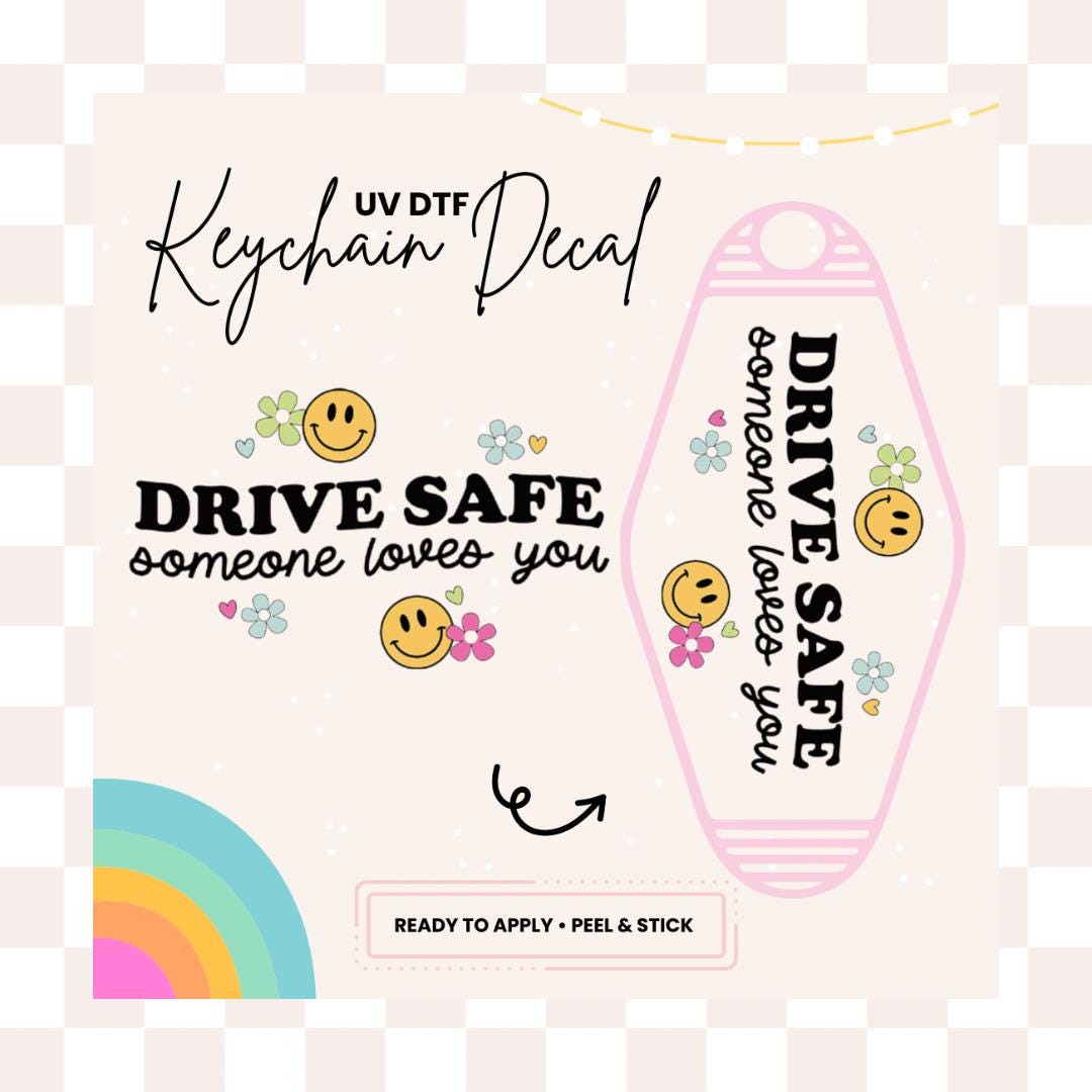 UV DTF Sticker For Retro Motel Keychain- Ready To Apply- No Heat Needed - Ready to Ship!
