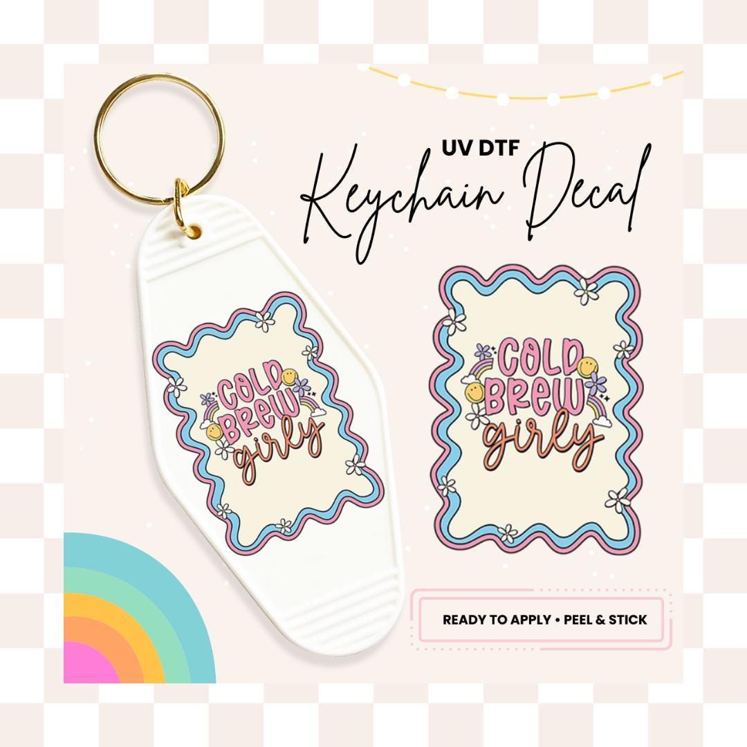 UV DTF Sticker For Retro Motel Keychain- Ready To Apply- No Heat Needed - Ready to Ship!