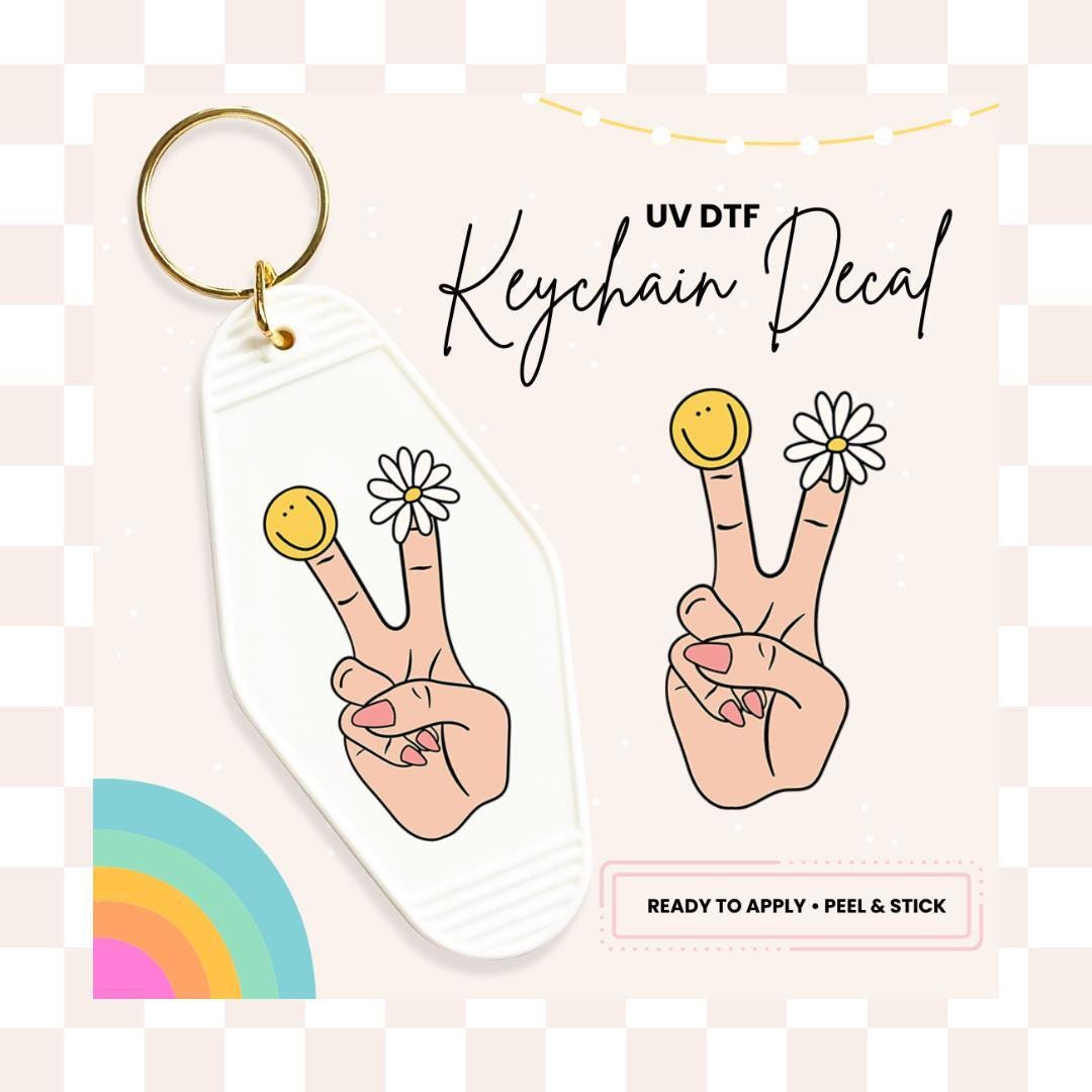 UV DTF Sticker For Retro Motel Keychain- Ready To Apply- No Heat Needed - Ready to Ship!