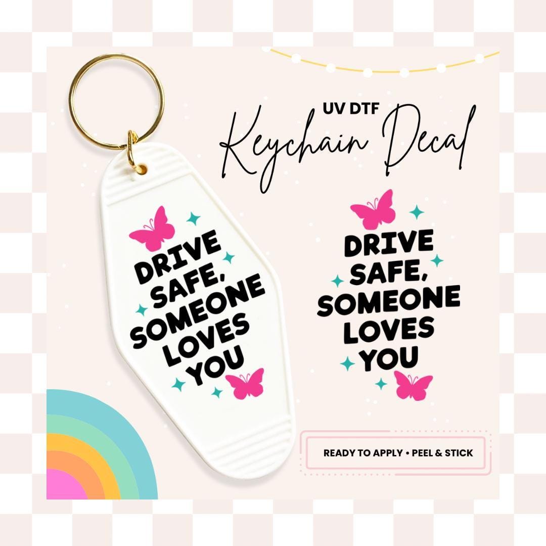 UV DTF Sticker For Retro Motel Keychain- Ready To Apply- No Heat Needed - Ready to Ship!