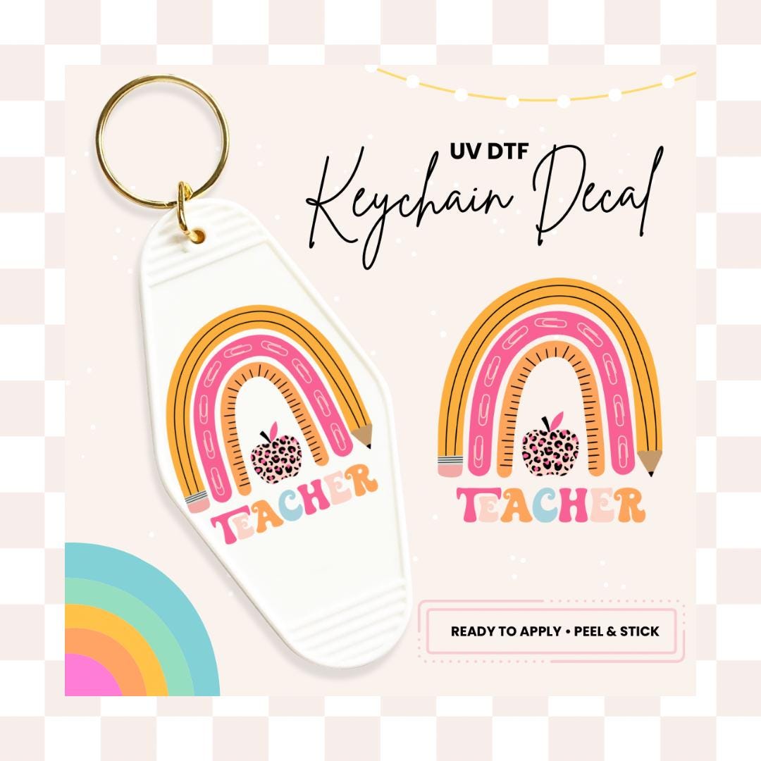 UV DTF Sticker For Retro Motel Keychain- Ready To Apply- No Heat Needed - Ready to Ship!