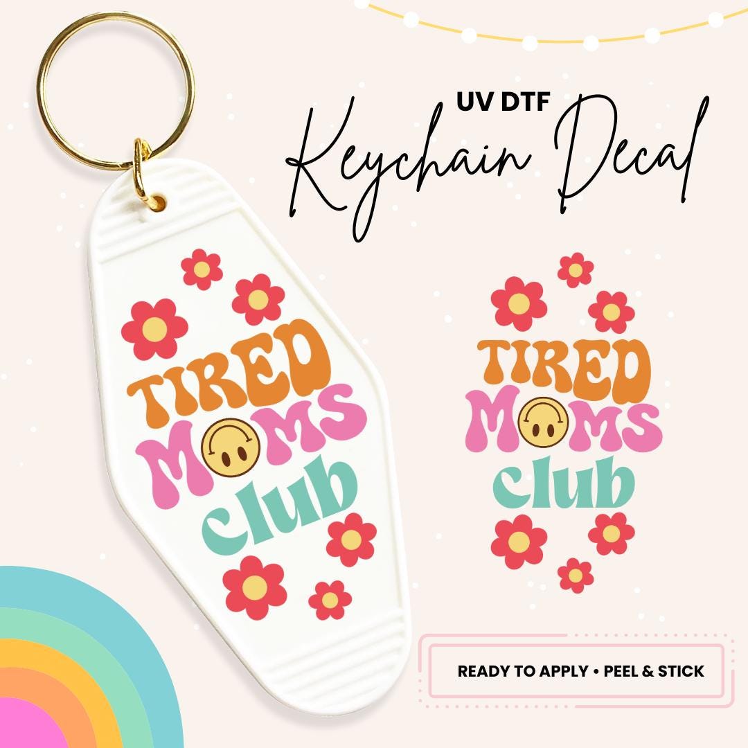 UV DTF Sticker For Retro Motel Keychain- Ready To Apply- No Heat Needed - Ready to Ship!
