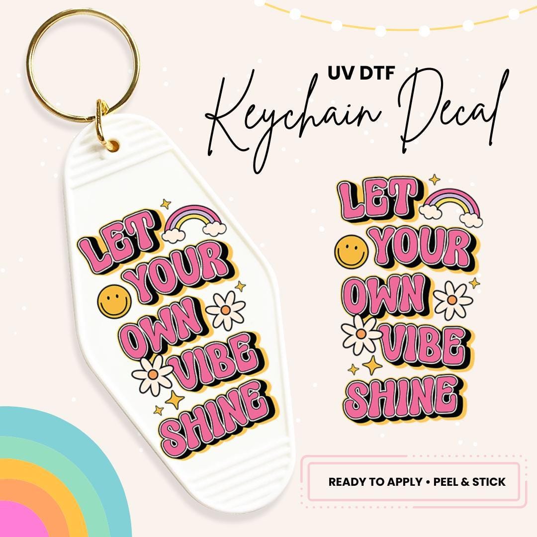 UV DTF Sticker For Retro Motel Keychain- Ready To Apply- No Heat Needed - Ready to Ship!