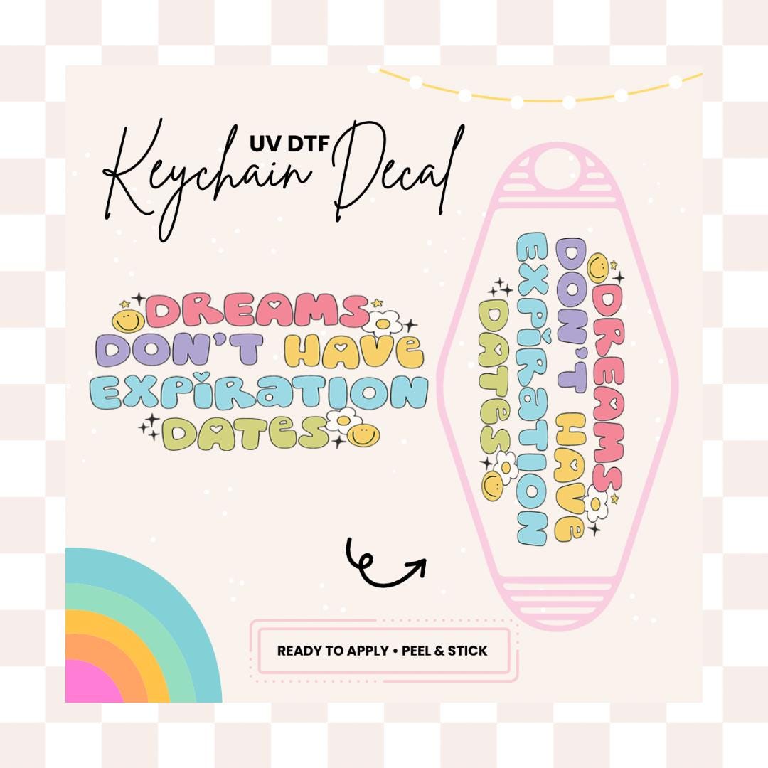 UV DTF Sticker For Retro Motel Keychain- Ready To Apply- No Heat Needed - Ready to Ship!