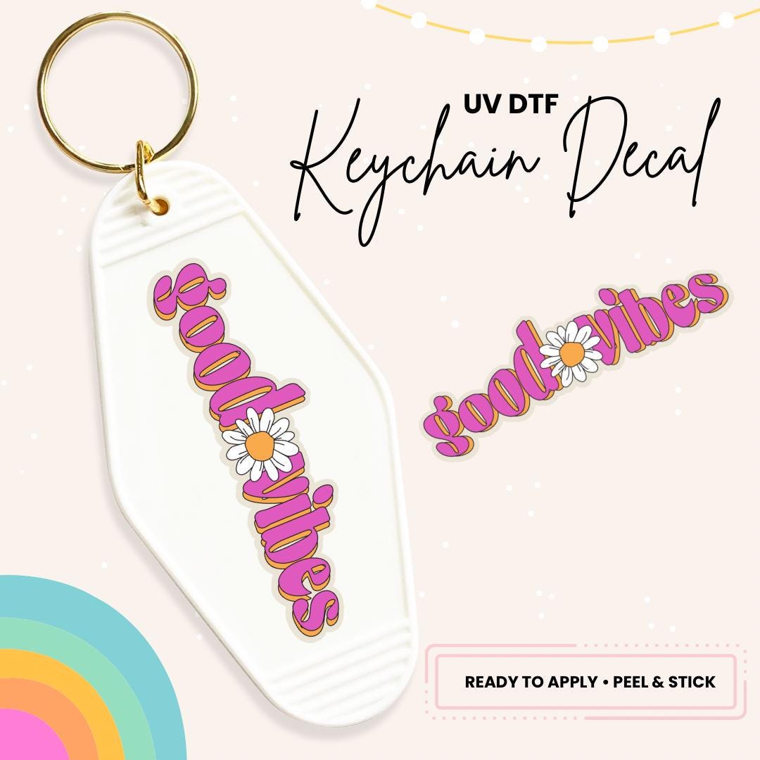 UV DTF Sticker For Retro Motel Keychain- Ready To Apply- No Heat Needed - Ready to Ship!
