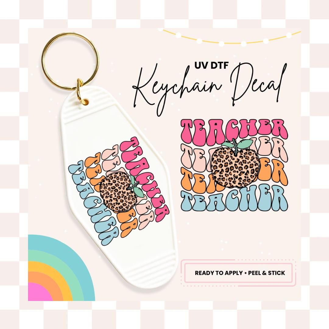 UV DTF Sticker For Retro Motel Keychain- Ready To Apply- No Heat Needed - Ready to Ship!
