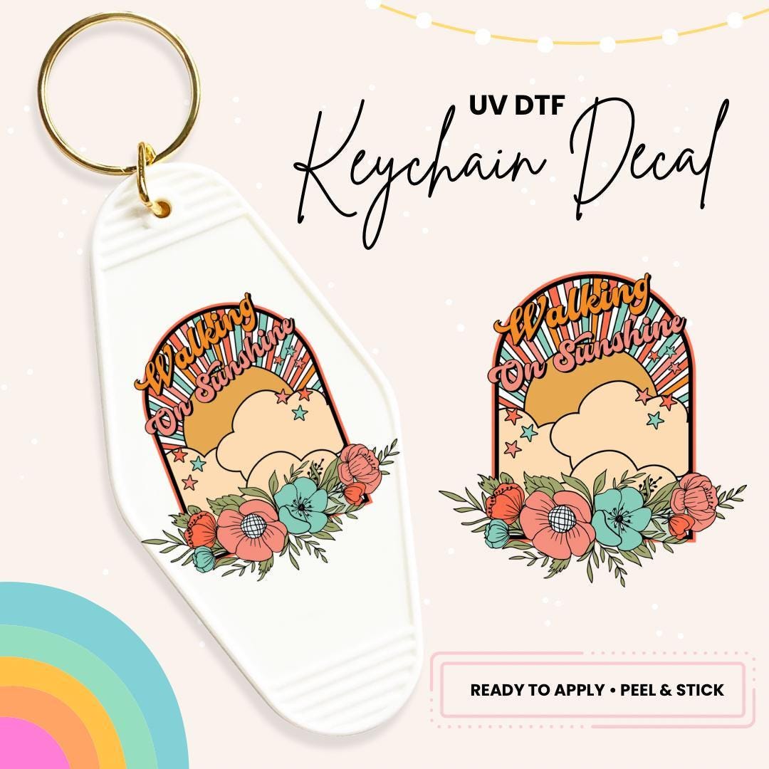 UV DTF Sticker For Retro Motel Keychain- Ready To Apply- No Heat Needed - Ready to Ship!