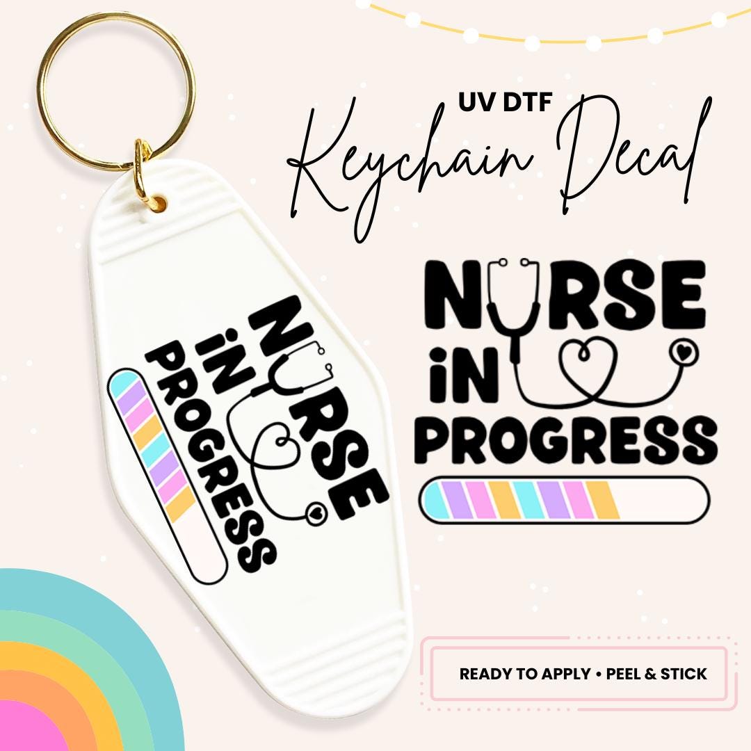 UV DTF Sticker For Retro Motel Keychain- Ready To Apply- No Heat Needed - Ready to Ship!