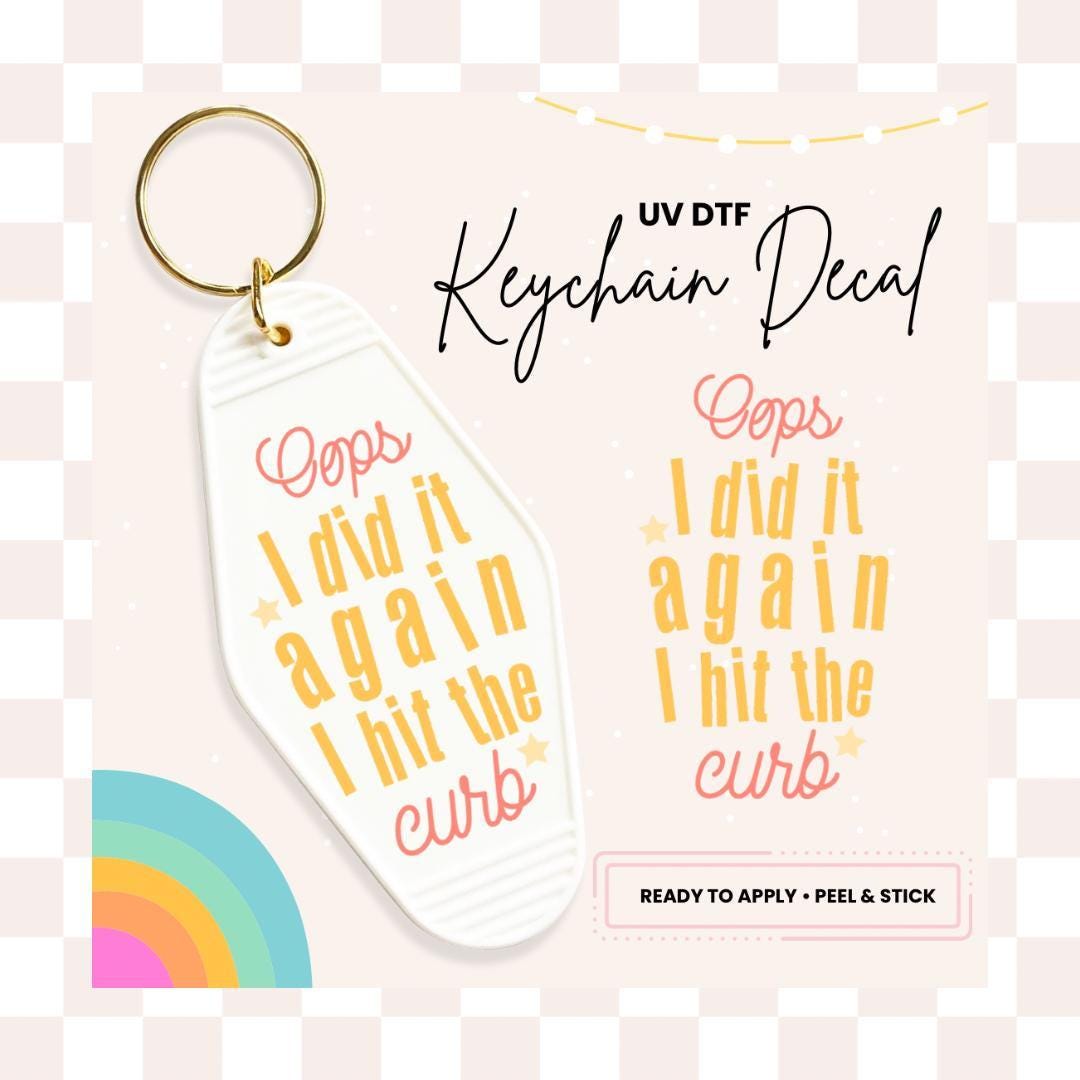 UV DTF Sticker For Retro Motel Keychain- Ready To Apply- No Heat Needed - Ready to Ship!