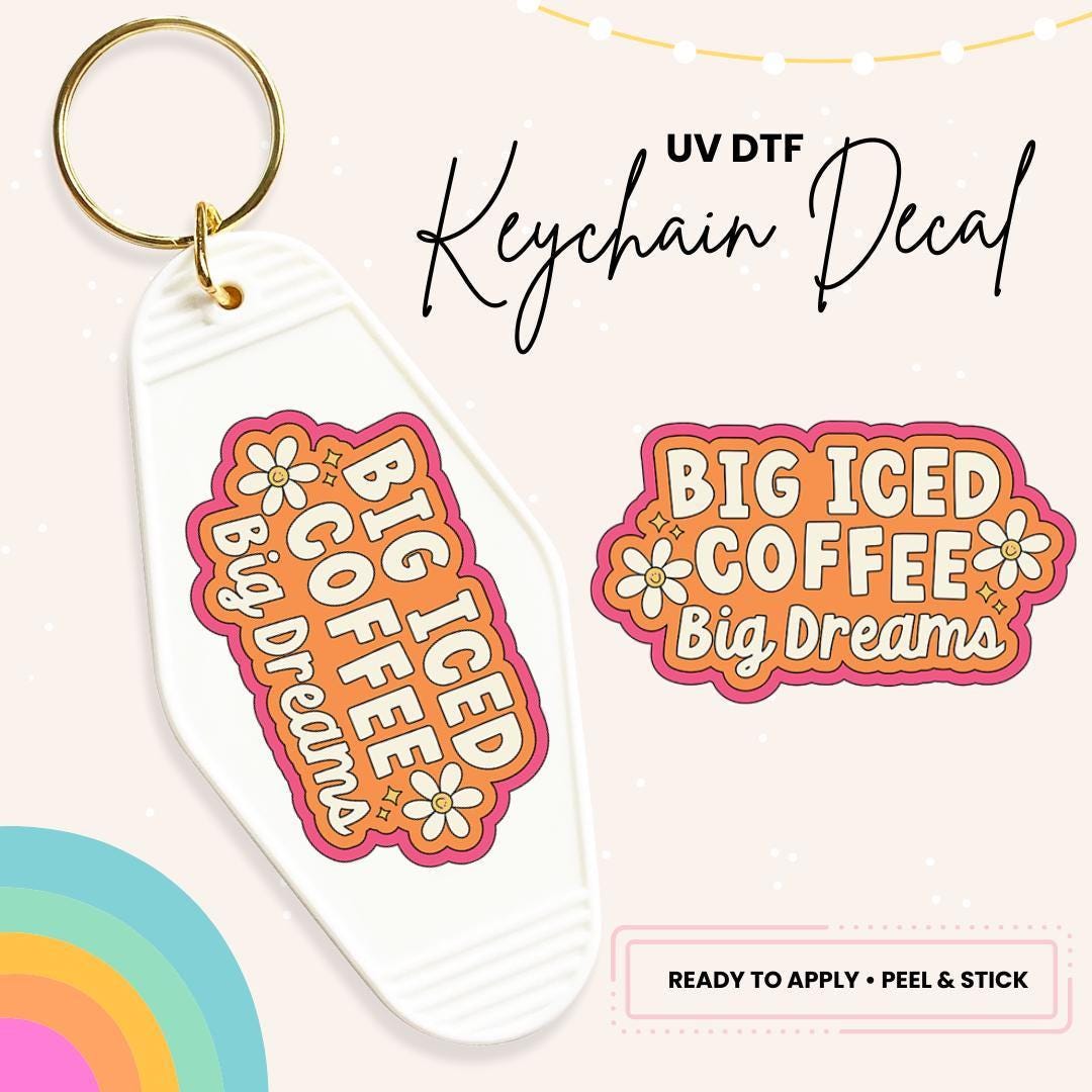 UV DTF Sticker For Retro Motel Keychain- Ready To Apply- No Heat Needed - Ready to Ship!