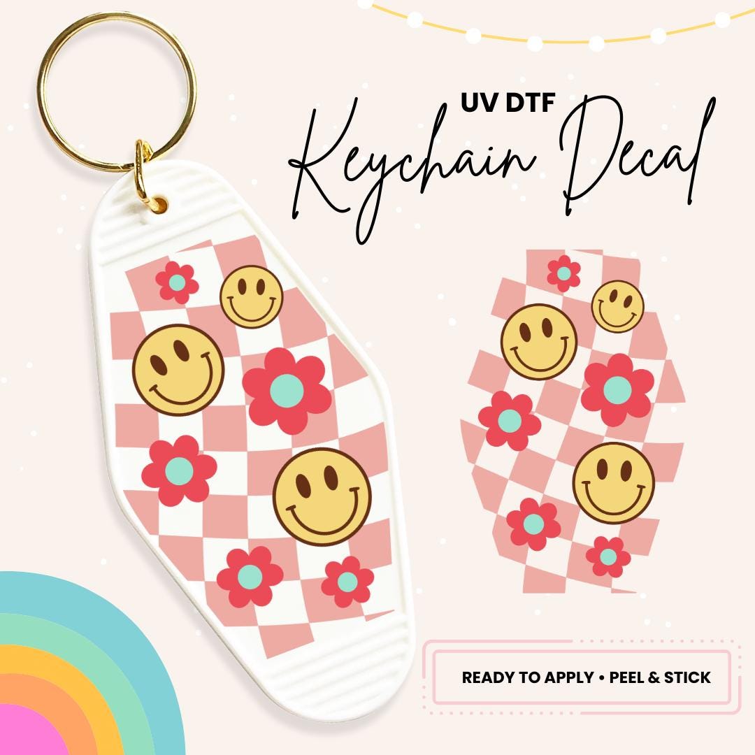 UV DTF Sticker For Retro Motel Keychain- Ready To Apply- No Heat Needed - Ready to Ship!