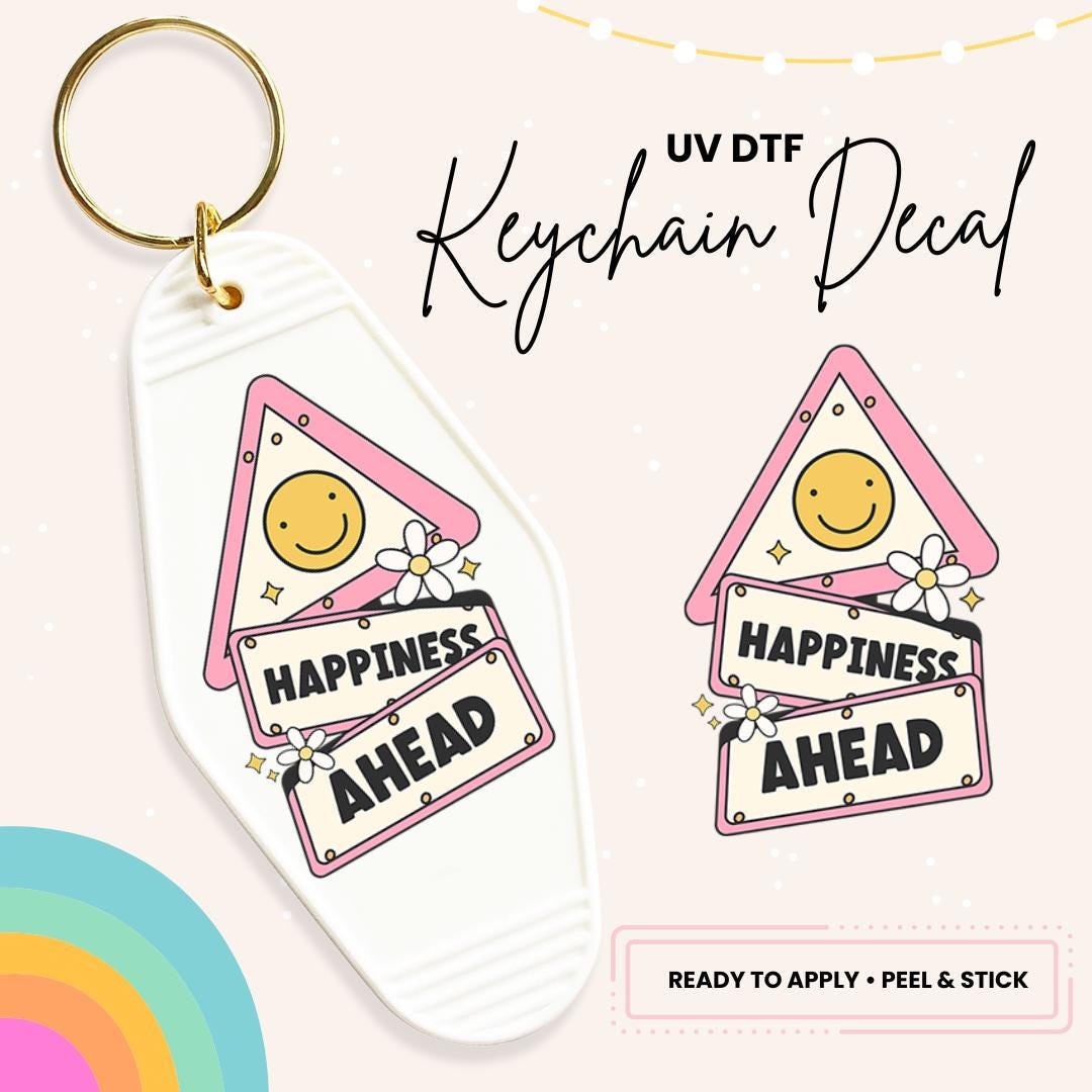 UV DTF Sticker For Retro Motel Keychain- Ready To Apply- No Heat Needed - Ready to Ship!