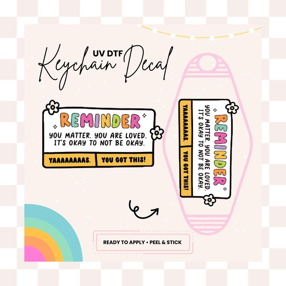 UV DTF Sticker For Retro Motel Keychain- Ready To Apply- No Heat Needed - Ready to Ship!