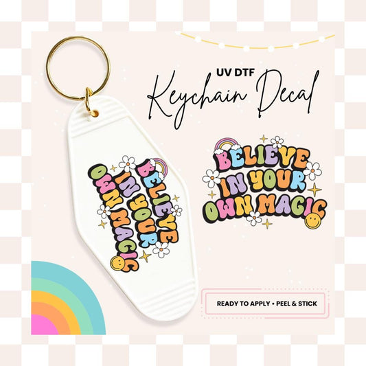 UV DTF Sticker For Retro Motel Keychain- Ready To Apply- No Heat Needed - Ready to Ship!