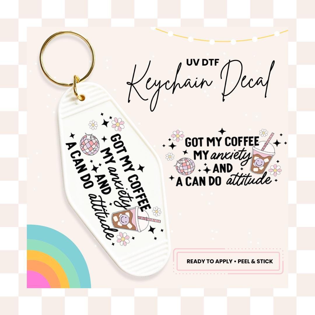 UV DTF Sticker For Retro Motel Keychain- Ready To Apply- No Heat Needed - Ready to Ship!