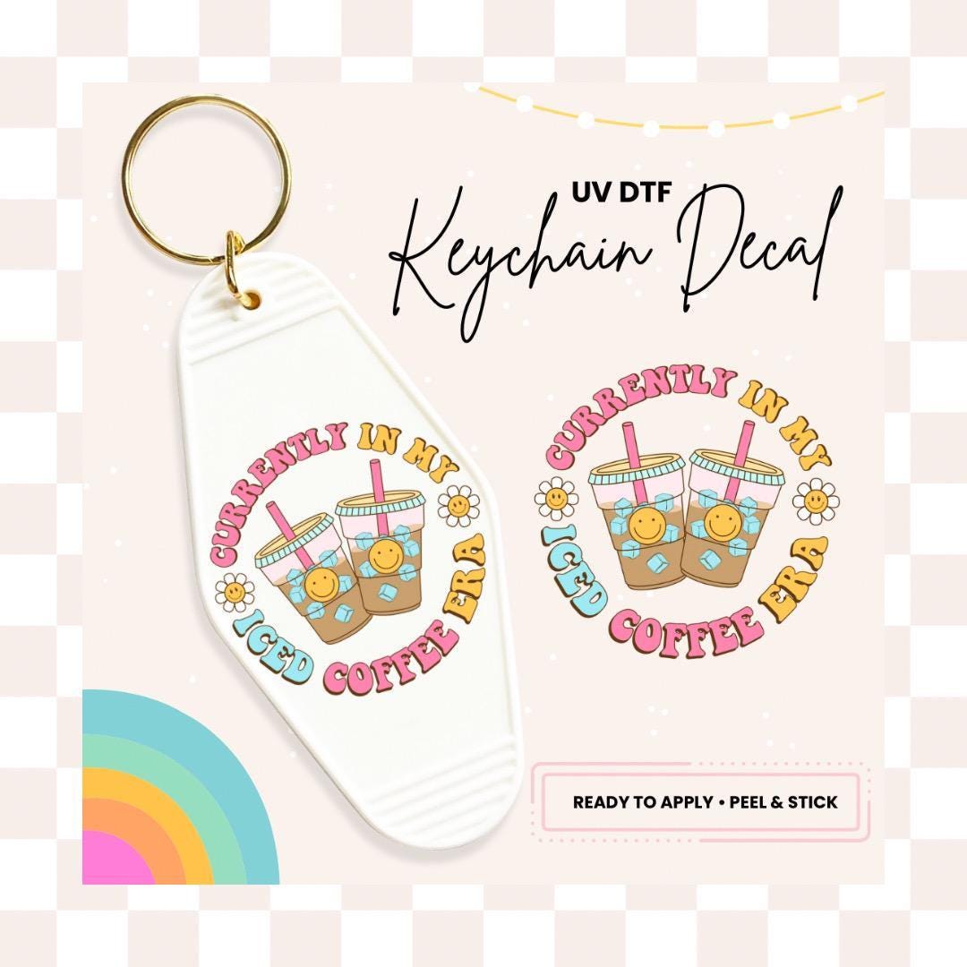 UV DTF Sticker For Retro Motel Keychain- Ready To Apply- No Heat Needed - Ready to Ship!