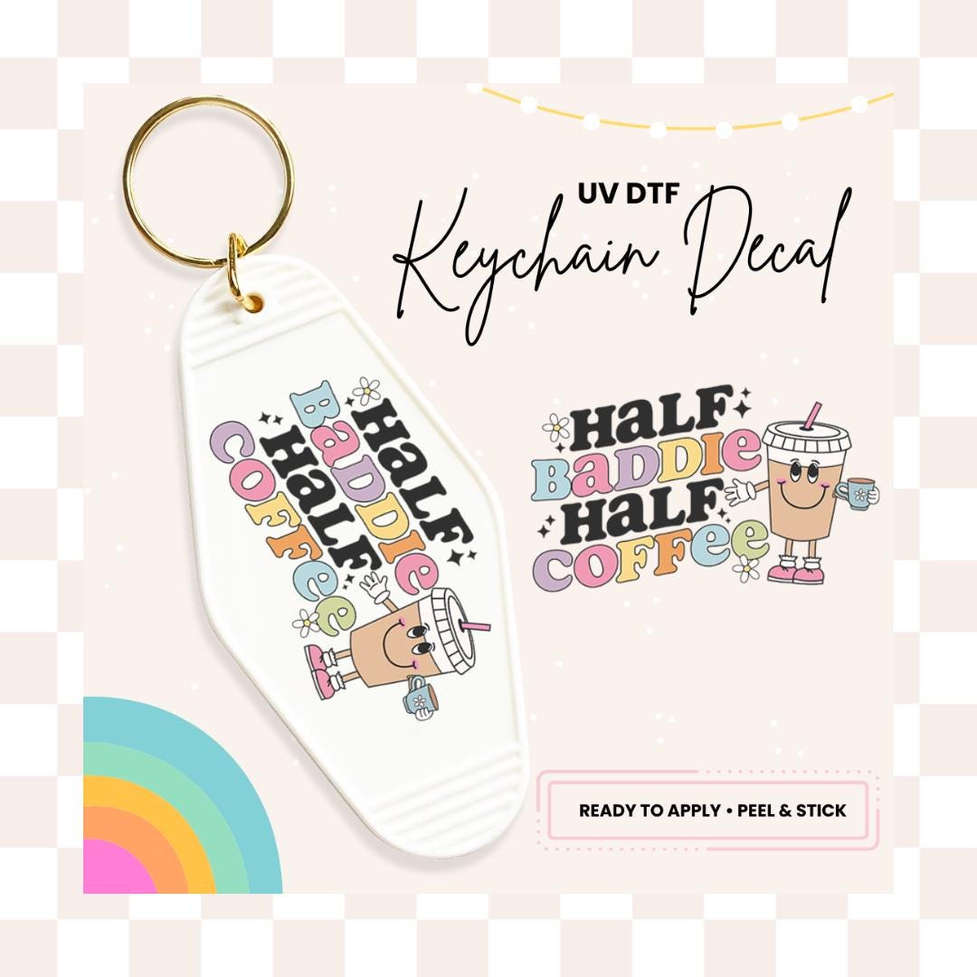 UV DTF Sticker For Retro Motel Keychain- Ready To Apply- No Heat Needed - Ready to Ship!