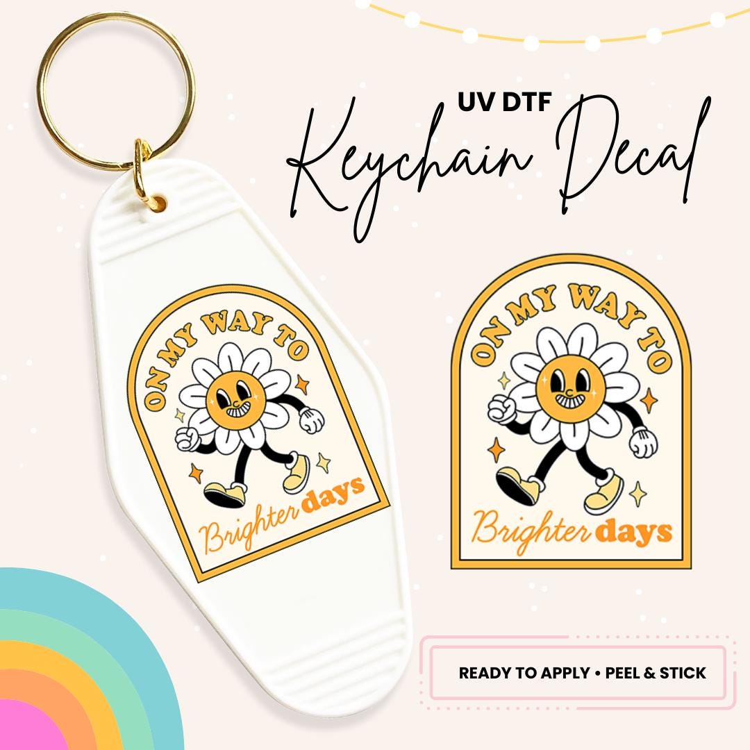 UV DTF Sticker For Retro Motel Keychain- Ready To Apply- No Heat Needed - Ready to Ship!