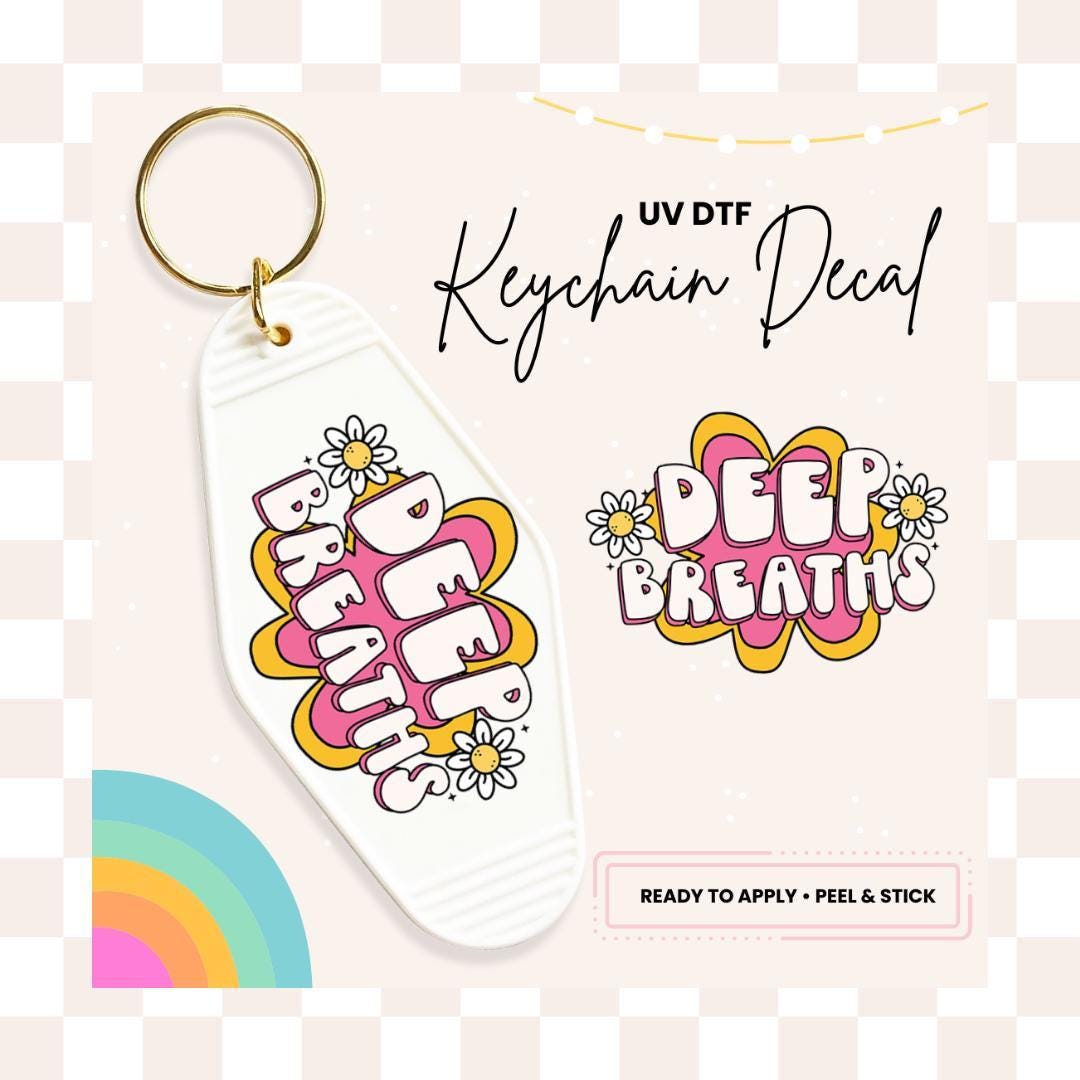 UV DTF Sticker For Retro Motel Keychain- Ready To Apply- No Heat Needed - Ready to Ship!