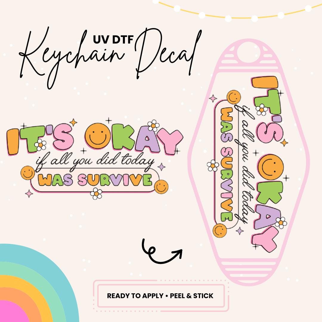 UV DTF Sticker For Retro Motel Keychain- Ready To Apply- No Heat Needed - Ready to Ship!