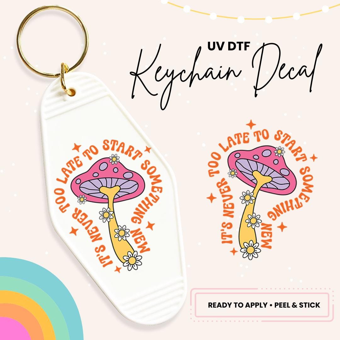 UV DTF Sticker For Retro Motel Keychain- Ready To Apply- No Heat Needed - Ready to Ship!