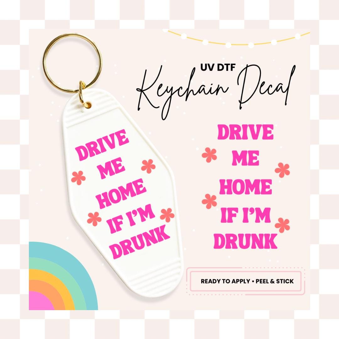 UV DTF Sticker For Retro Motel Keychain- Ready To Apply- No Heat Needed - Ready to Ship!